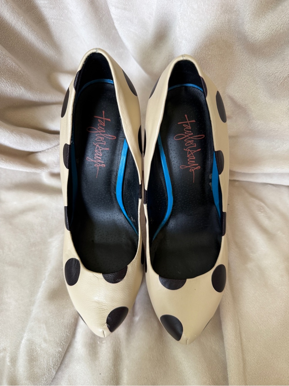 Taylor Says Dottie Polka Dot Platform Pumps Heels Size 8.5M Novelty Art Sole - Picture 5 of 16